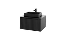Load image into Gallery viewer, Vigo Fluted 600mm 1 Draw Wall Hung Bathroom Vanity Unit &amp; Colour Countertop - Matt Black
