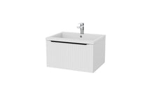 Load image into Gallery viewer, Vigo Fluted 600mm 1 Draw Wall Hung Bathroom Vanity Unit &amp; Basin - Matt White
