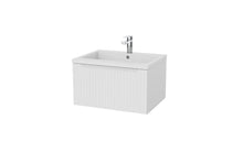 Load image into Gallery viewer, Vigo Fluted 600mm 1 Draw Wall Hung Bathroom Vanity Unit &amp; Basin - Matt White
