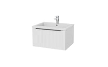 Load image into Gallery viewer, Vigo Fluted 600mm 1 Draw Wall Hung Bathroom Vanity Unit &amp; Basin - Matt White
