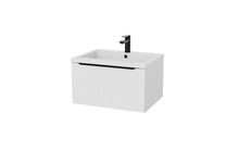 Load image into Gallery viewer, Vigo Fluted 600mm 1 Draw Wall Hung Bathroom Vanity Unit &amp; Basin - Matt White
