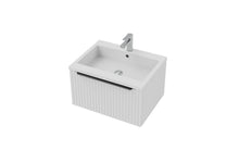 Load image into Gallery viewer, Vigo Fluted 600mm 1 Draw Wall Hung Bathroom Vanity Unit &amp; Basin - Matt White
