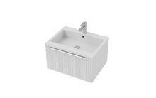 Load image into Gallery viewer, Vigo Fluted 600mm 1 Draw Wall Hung Bathroom Vanity Unit &amp; Basin - Matt White
