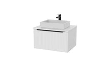 Load image into Gallery viewer, Vigo Fluted 600mm 1 Draw Wall Hung Bathroom Vanity Unit &amp; Colour Countertop - Matt White
