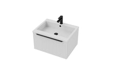 Load image into Gallery viewer, Vigo Fluted 600mm 1 Draw Wall Hung Bathroom Vanity Unit &amp; Basin - Matt White
