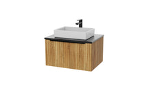 Load image into Gallery viewer, Vigo Fluted 600mm 1 Draw Wall Hung Bathroom Vanity Unit &amp; Colour Countertop - Driftwood Oak
