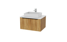 Load image into Gallery viewer, Vigo Fluted 600mm 1 Draw Wall Hung Bathroom Vanity Unit &amp; Colour Countertop - Driftwood Oak

