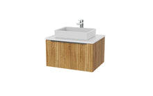 Load image into Gallery viewer, Vigo Fluted 600mm 1 Draw Wall Hung Bathroom Vanity Unit &amp; Colour Countertop - Driftwood Oak
