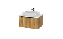 Load image into Gallery viewer, Vigo Fluted 600mm 1 Draw Wall Hung Bathroom Vanity Unit &amp; Colour Countertop - Driftwood Oak

