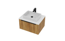 Load image into Gallery viewer, Vigo Fluted 600mm 1 Draw Wall Hung Bathroom Vanity Unit &amp; Colour Countertop - Driftwood Oak
