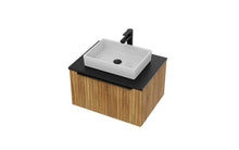 Load image into Gallery viewer, Vigo Fluted 600mm 1 Draw Wall Hung Bathroom Vanity Unit &amp; Colour Countertop - Driftwood Oak
