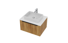 Load image into Gallery viewer, Vigo Fluted 600mm 1 Draw Wall Hung Bathroom Vanity Unit &amp; Colour Countertop - Driftwood Oak
