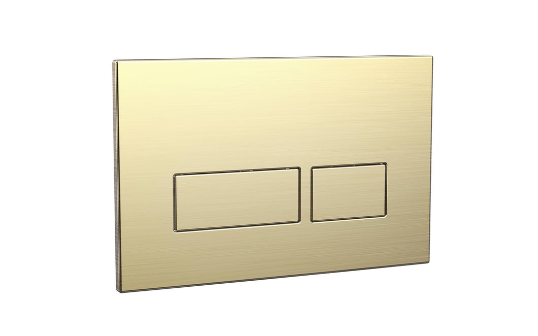 WC Flush Plate for Wall Hung Toilets - Square Button - Brushed Brass