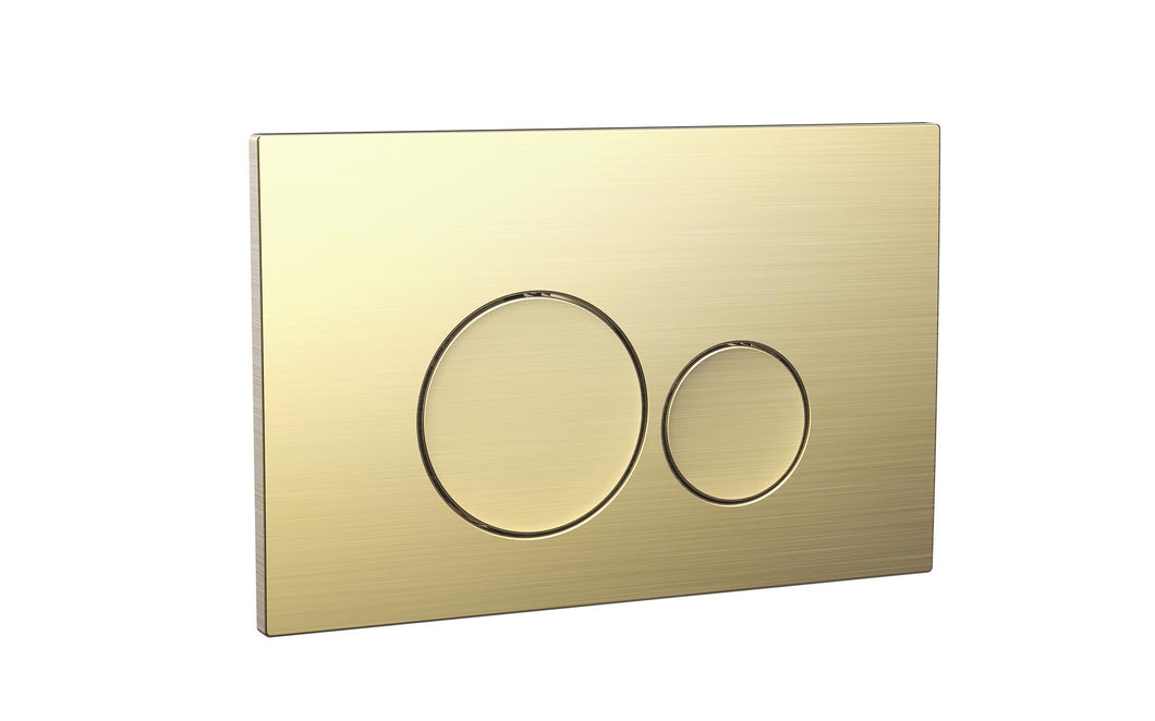 WC Flush Plate for Wall Hung Toilets - Round Button - Brushed Brass