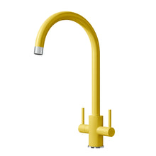 Load image into Gallery viewer, Vares-A Double Lever Swan Neck Monobloc Kitchen Sink Taps - Bright Yellow

