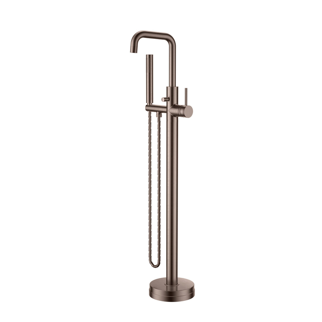 Desire Bathroom Freestanding Knurled Bath Shower Mixer  - Brushed Bronze