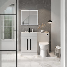 Load image into Gallery viewer, 600mm 2 Door Bathroom Complete Vanity Unit Set, Basin &amp; 500mm WC Unit, WC, Tap - White Gloss/Black
