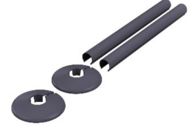 Vares-A 200mm Radiator Pipe Tail 18mm Covers with Cover - Anthracite Grey