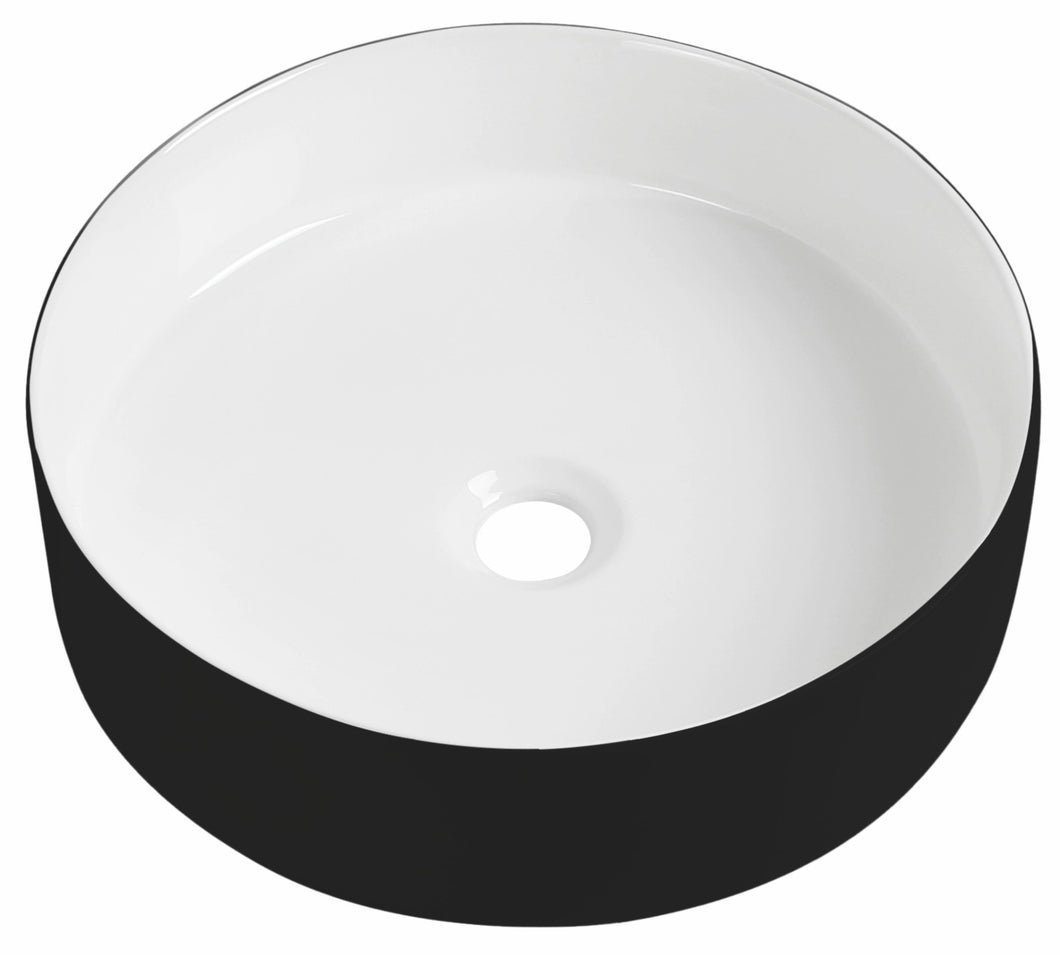 VaresA Black 400mm Round Ceramic Bathroom  Countertop Basin Bowl