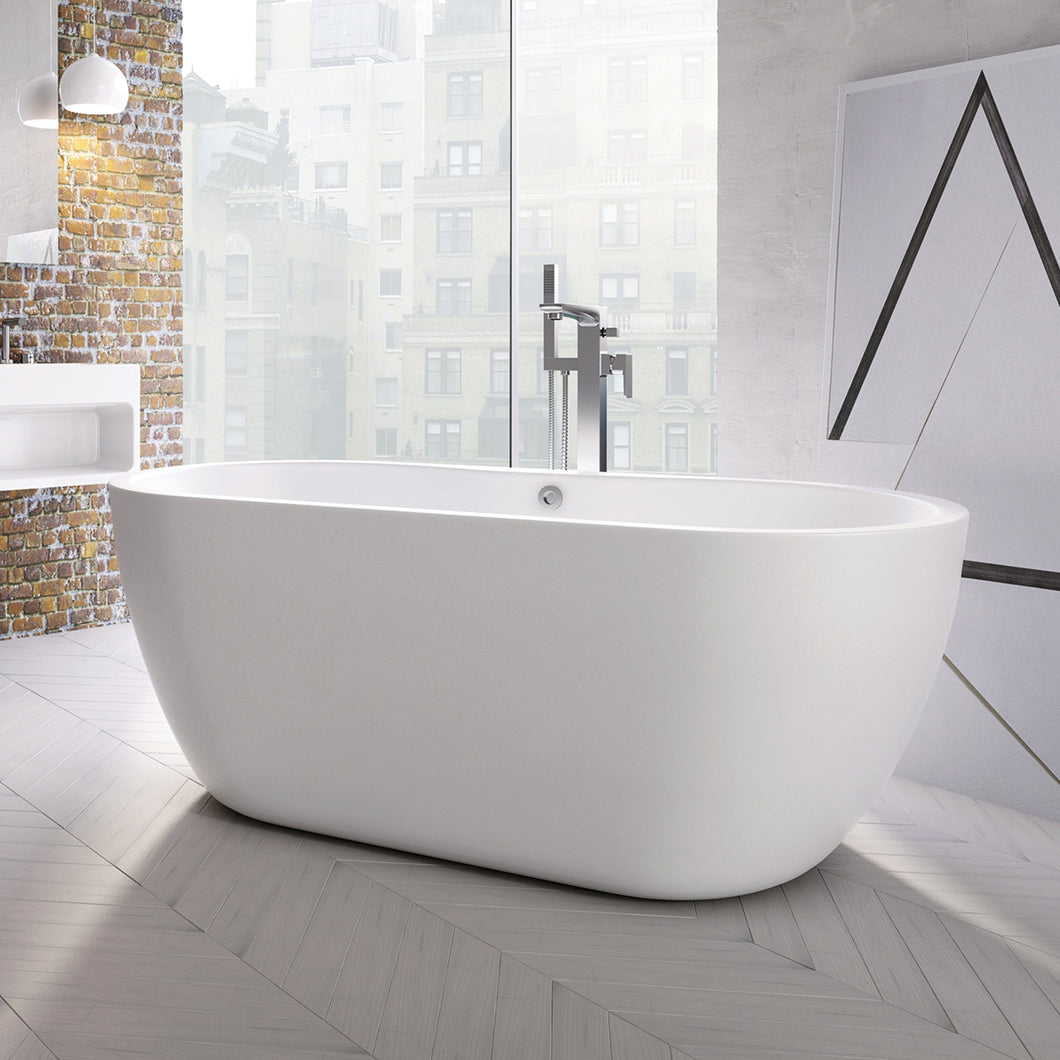 Vares-A - Freshwater 1555 x 745mm Freestanding Bath Gloss White/White Waste                (Not Trojan)