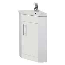 Load image into Gallery viewer, Vares-A 400mm Bathroom Floor Mounted Corner Vanity Cabinet &amp; Ceramic Basin - 40cm White Gloss
