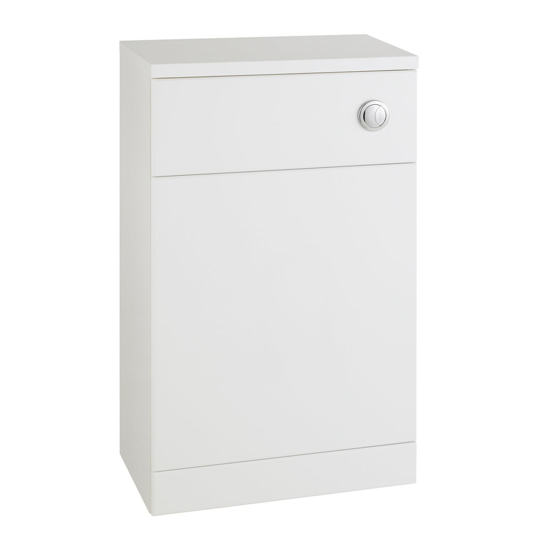 Vares-A 500mm Bathroom Back to Wall WC Unit with Round Button Cistern Pack 300mm Depth - White Gloss