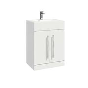 Load image into Gallery viewer, Bathroom Furniture Suite.  Square 1700 L Shape Bath, 600 Vanity &amp; Basin, Shower, Taps, Toilet - White Gloss

