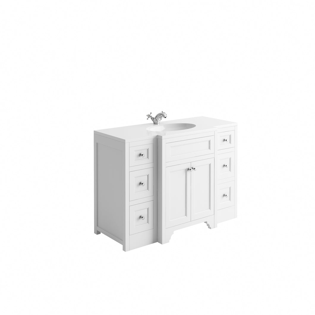 Freshwater Ley 120cm Traditional Bathroom Furniture Floor Undermount Drawer Vanity Cabinet  - Artic White