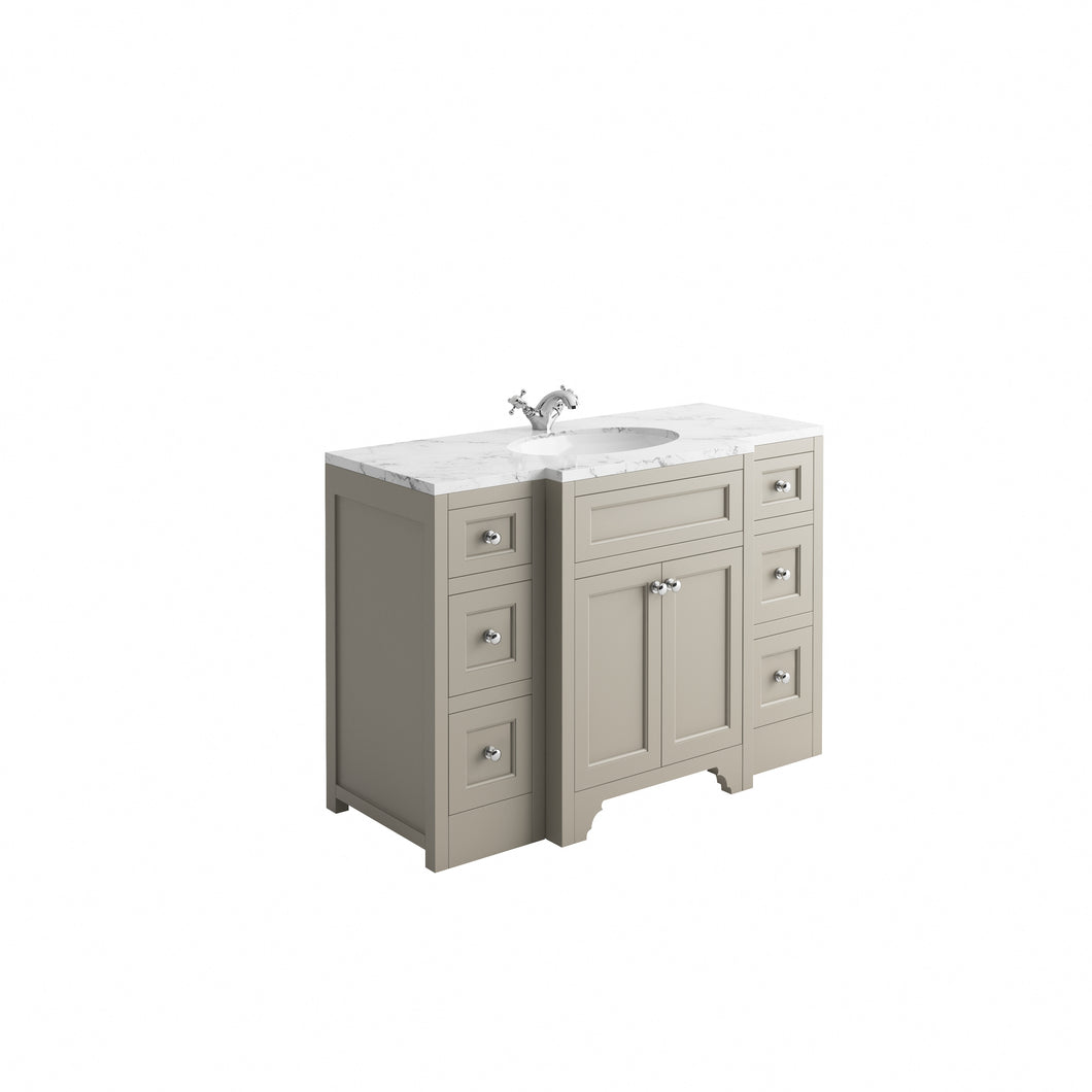 Freshwater Ley 120cm Traditional Bathroom Furniture Floor Undermount Drawer Vanity Cabinet  - Light Grey