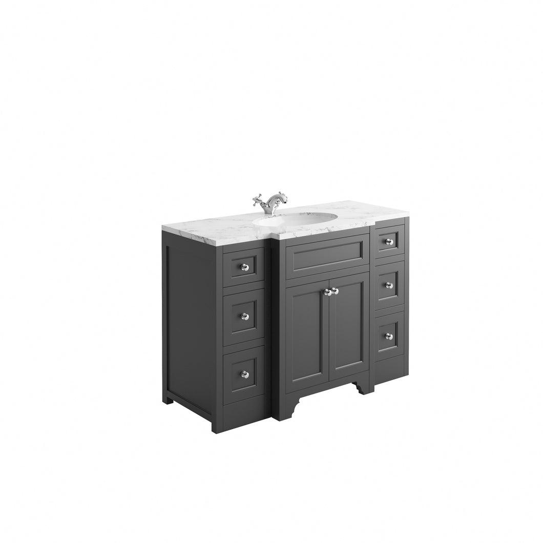 Freshwater Ley 120cm Traditional Bathroom Furniture Floor Undermount Drawer Vanity Cabinet  - Dark Grey
