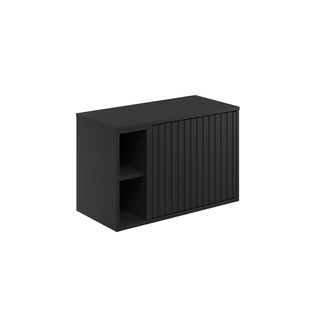 Alfie Bathroom 800mm Fluted Door Wall Hung Vanity - Matt Black