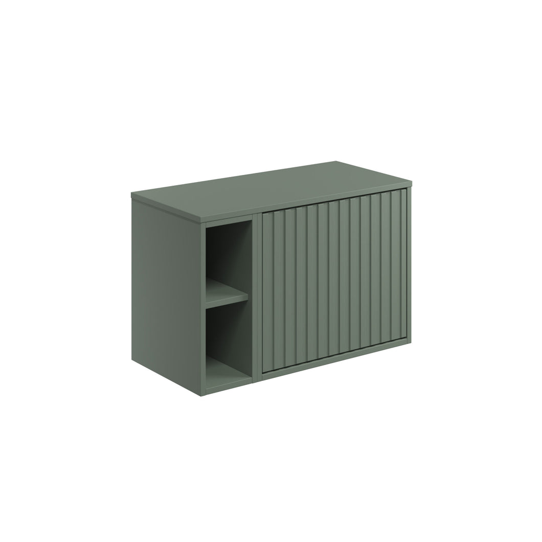 Alfie Bathroom 800mm Fluted Door Wall Hung Vanity - Reed Green