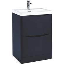 Load image into Gallery viewer, Scudo Bella 600 Handless Floor Cabinet with Basin. 2 Drawer Soft Close - Indigo Blue
