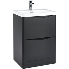 Load image into Gallery viewer, Scudo Bella 600 Handless Floor Cabinet with Basin. 2 Drawer Soft Close - Matt Grey
