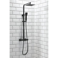 Scudo Lunar Black Bathroom Square Exposed Shower with Rigid Riser & Handset & Free Fast Fixing Kit
