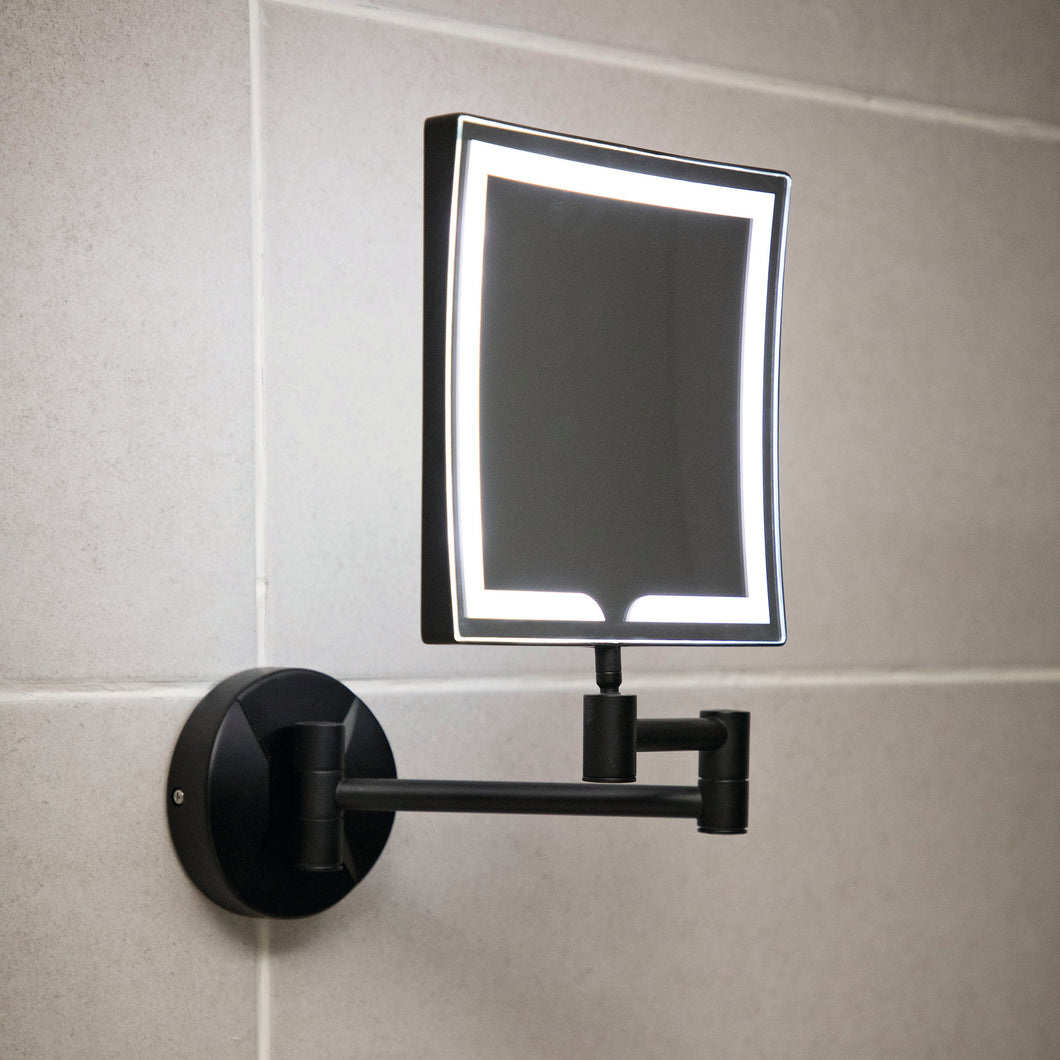 Black Square Illuminated LED Bathroom Mirror, Magnify