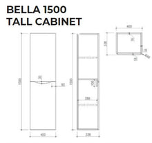 Load image into Gallery viewer, Scudo Bella 1500mm Handless Tall Bathroom Cabinet - Wall Hung Tallboy - White Gloss
