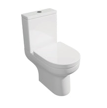 Load image into Gallery viewer, Bijou Close Couple Toilet with Soft Close Seat with Brushed Brass Cistern Button
