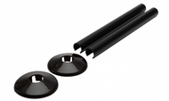 Vares-A 200mm Radiator Pipe Tail 18mm Covers with Cover - Black Pair