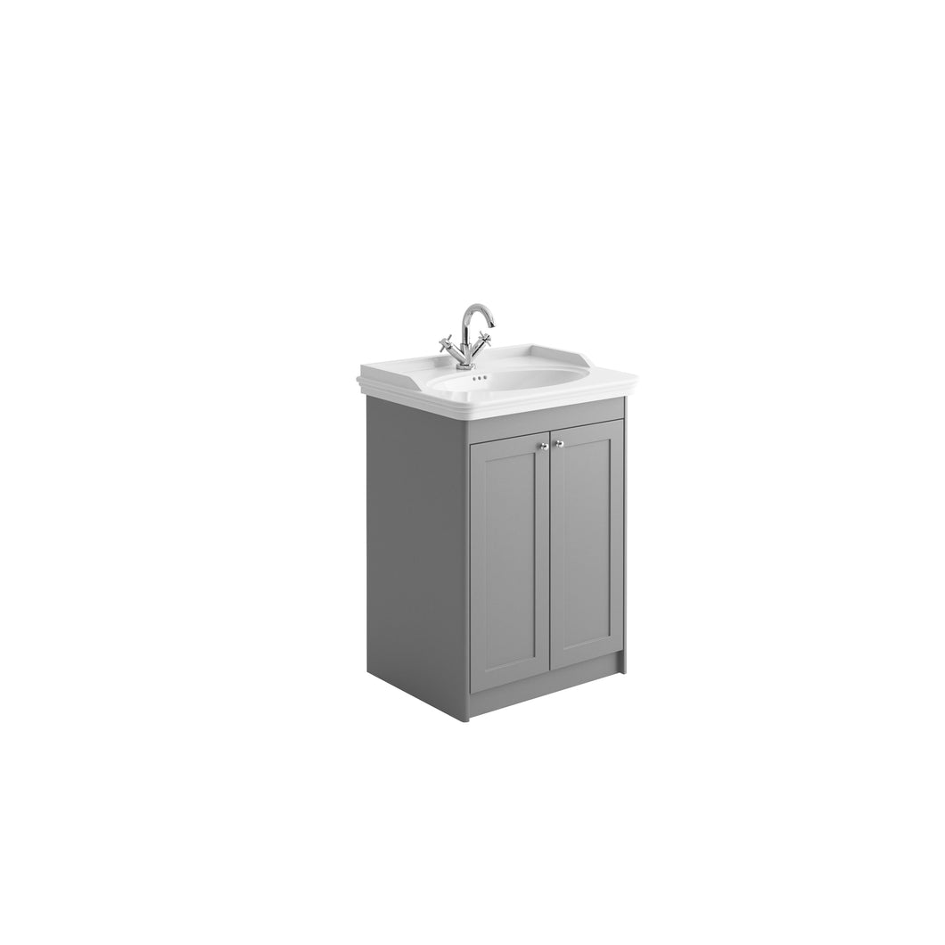 Freshwater - Classica Traditional 650mm Vanity Unit with Ceramic Basin - Stone Grey
