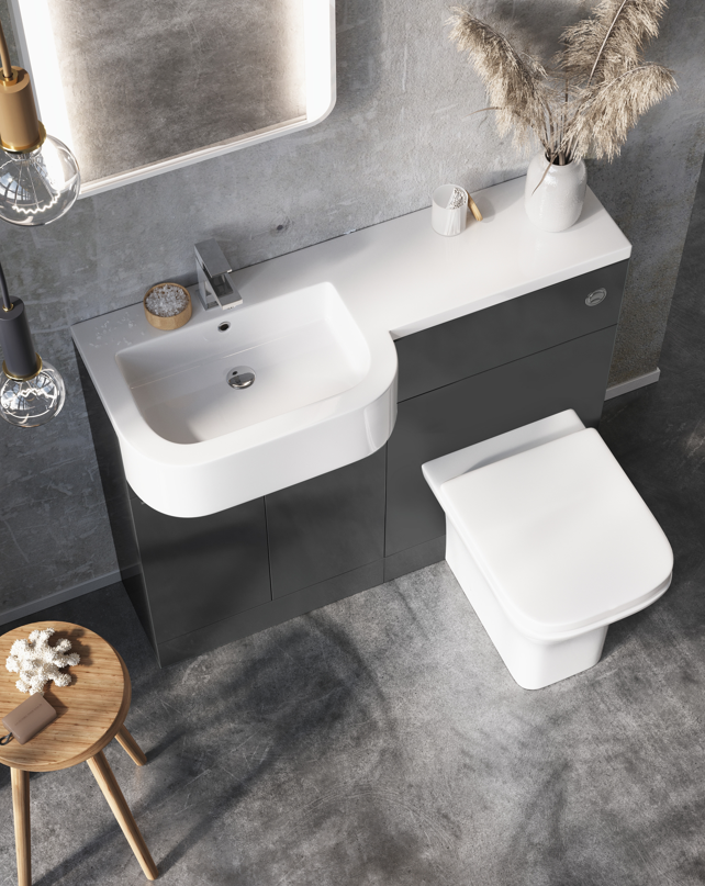 1000mm Carlo Combination Bathroom Furniture Polymarble Vanity Basin - Matt Grey