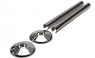 Vares-A 200mm Radiator Pipe Tail 18mm Covers with Cover - Chrome Pair