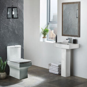 Vola Set - Close Couple WC Toilet & Basin Pedestal - White