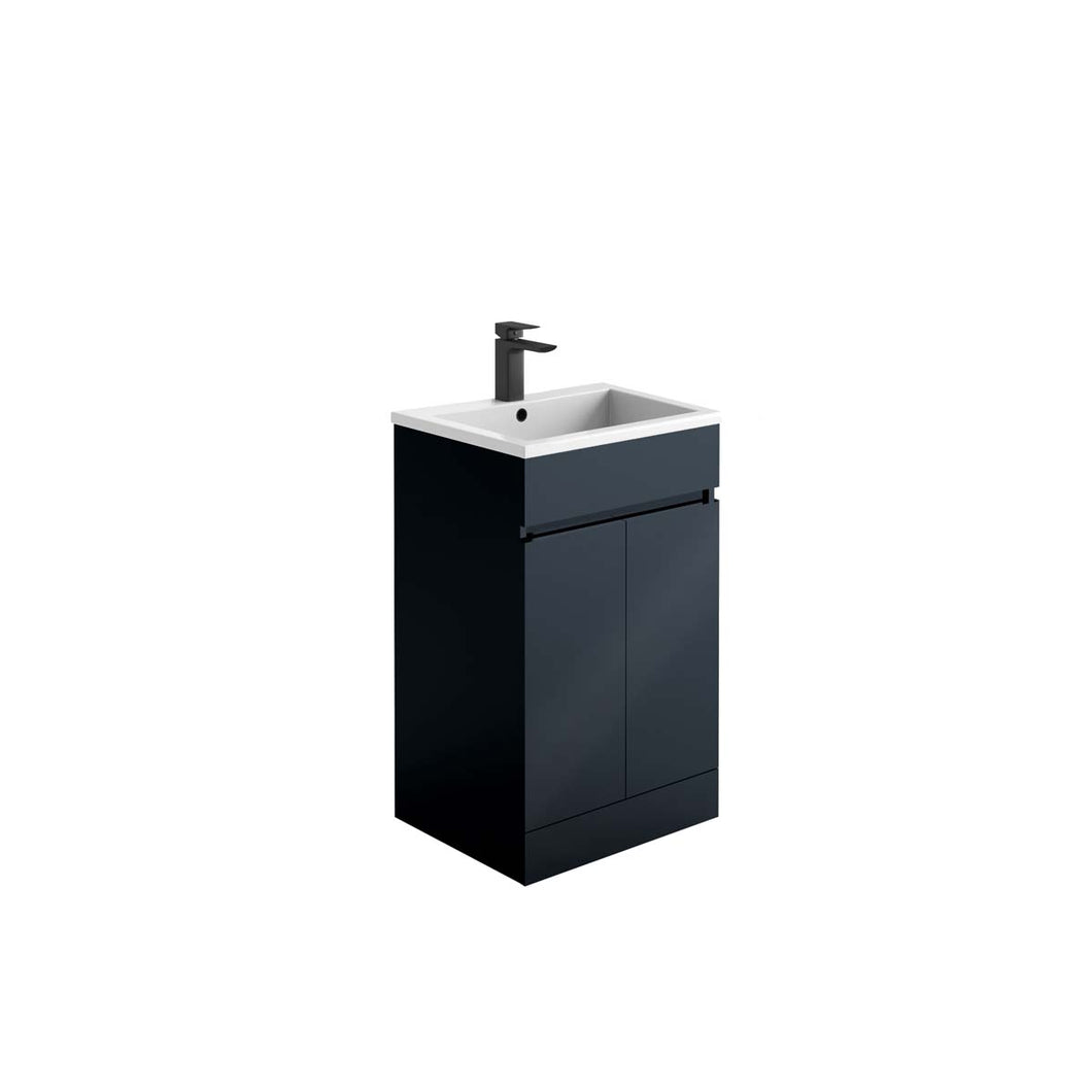 Empire 500mm 2 Door Handless Bathroom Shallow Vanity Unit & Basin - Anthracite  50cm x 40cm
