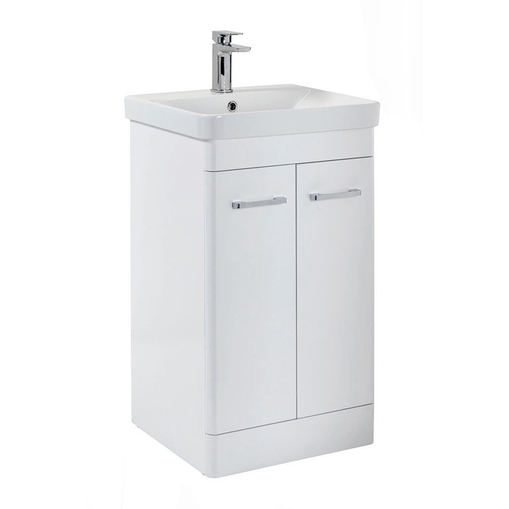 Eve 60cm Bathroom Vanity Floor Unit Cabinet with Basin with Chrome Tap - Gloss White - 600mm
