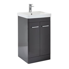 Load image into Gallery viewer, Vares-A Eve 60cm Bathroom Vanity Floor Unit Cabinet with Basin with Chrome Tap - Gloss Dark Grey - 600mm
