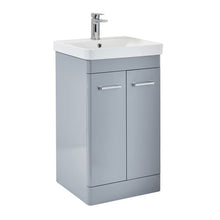 Load image into Gallery viewer, Vares-A Eve 50cm Bathroom Vanity Floor Unit Cabinet with Basin with Chrome Tap - Gloss Light Grey - 500mm
