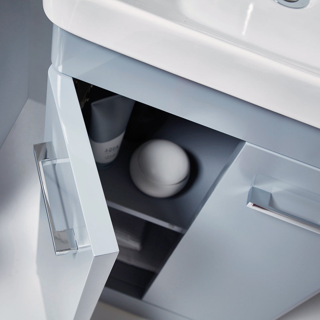 Vares-A - Eve 80cm Bathroom Vanity Floor Unit Cabinet with Basin - Gloss Light Grey - 800mm