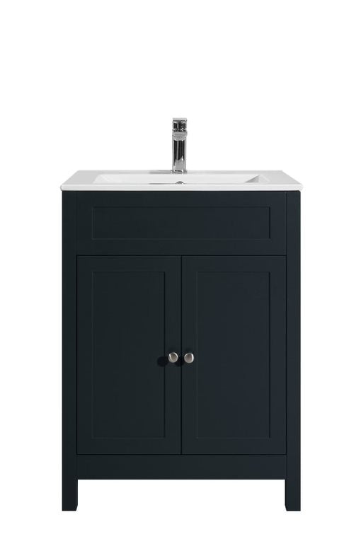 Freshwater 60cm Dark Grey Traditional Bathroom Furniture Floor Vanity Cabinet & Ceramic Basin 600mm