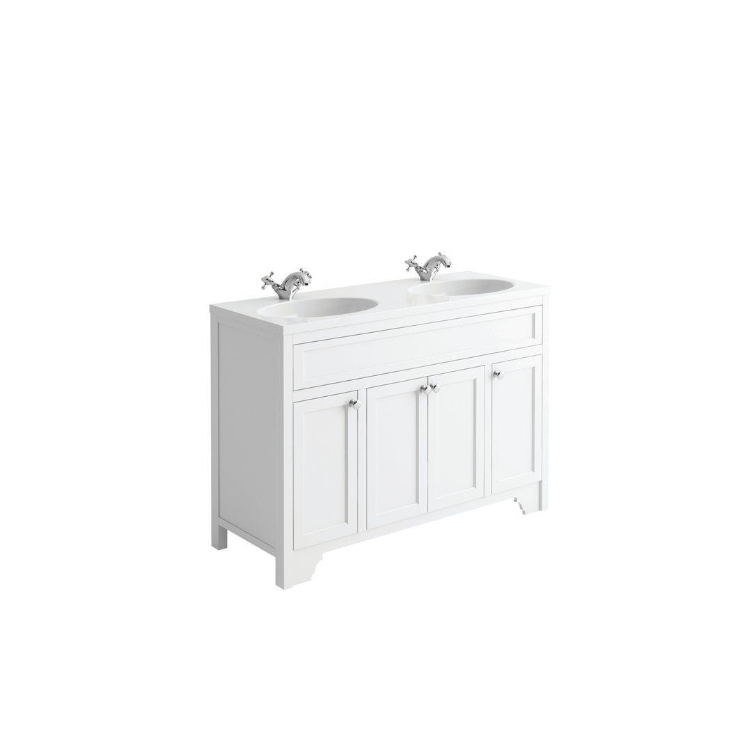Freshwater Chy 120cm Traditional Bathroom Furniture Floor Double Undermount Vanity Cabinet  - Artic White